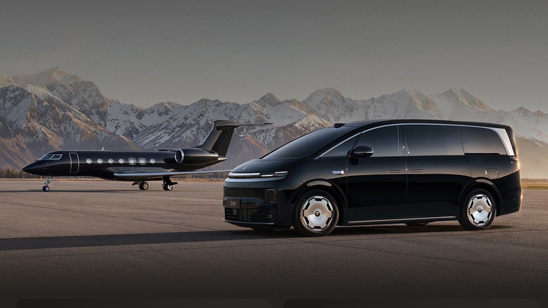 Futuristic electric minivan Leapmotor D99 showcasing its sleek aerodynamic design and luxury features in an urban setting.